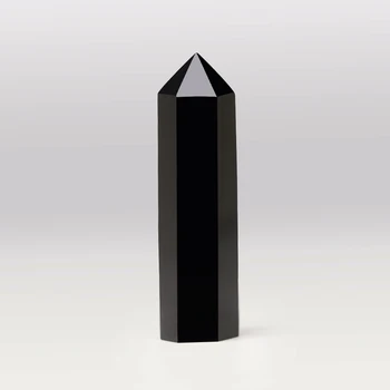 1 ADET Doğal Kaya Obsidyen Altıgen Sütun Kristal Sihirli Değnek Süslenmiş Kuvars Taş Ev Dekorasyon DIY Hediye Dekorasyon
