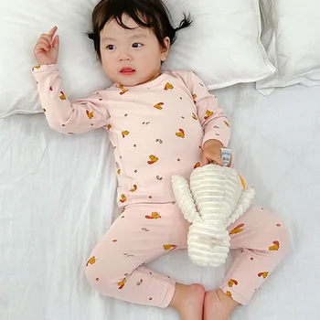 Çocuk İç Çamaşırı Seti Saf Pamuk Sonbahar Ve Kış Sıcak bebeğin Ev Giysileri Kore CartoonBrushed Sonbahar ClothesComfortable