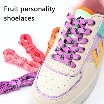 Düz Ayakkabı Bağcığı Ayakkabı Sneakers Ayakkabı Bağcıkları Tenis Baskı Meyve Sevimli Shoestrings Baskı Desen Ayakkabı Bağı Spor Dantel 1 Çift