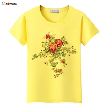 2021 Yaz güneş Çin gül t-shirt Kadın Güzel tees moda kişilik gömlek kaliteli marka giyim casual tops