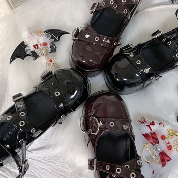 Koyu Gotik Punk Tarzı Serin Kız platform ayakkabılar Yuvarlak Kafa Kalın Alt Kadın Ayakkabı Lolita Ayakkabı Kadın Ayakkabı Loli Cosplay Cos
