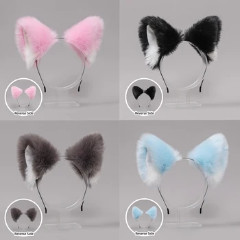Karikatür Kedi Kulaklar Hairband Şapkalar Kürk Kulak Kedi Cosplay Kafa Bandı saç aksesuarları Kadınlar Kızlar İçin Çocuk Parti Kafa Bandı