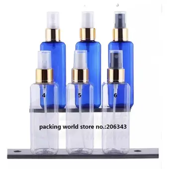 tuvalet suyu /sis püskürtücü şişe / parfüm cilt bakımı ambalajı için 100ml ŞEFFAF / MAVİ kare şekli plastik PET şişe