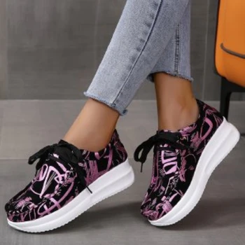 Lace Up Koşu Yürüyüş Sneakers Kalın Taban Artış Rahat Kadın Ayakkabı Düşük Üst Sığ Rahat Düz Ayakkabı Calzado Mujer