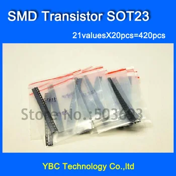 Ücretsiz Kargo 21valuesX20pcs = 420 adet SMD Transistör Paketi SOT23 Triyot Kiti SOT-23 Onarım ve Araştırma için S9012 S9013 S9014