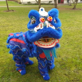 El yapımı Mavi Aslan Dans Maskot Kostüm Yün Güney Aslan Çin Halk Sanatı İki Yetişkin Parti Oyunu Reklam Cosplay Giyim