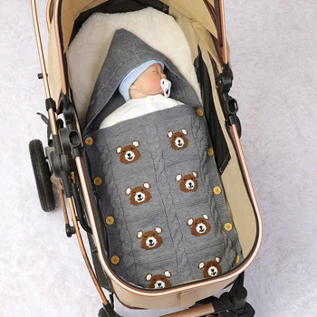 Bebek Uyku Tulumları Kış Kalınlaşmak Sıcak Örgü Yenidoğan Erkek Kız kundak battaniyesi Zarflar Sonbahar Bebek Netural Arabası Uyku Çuval