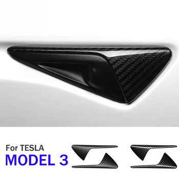 Karbon Fiber Araba Yan Çamurluk Amblemi Sticker Tesla Model 3 Dış Kanat Sağa Ve Sola, Rozet Etiket Aksesuarları Şekillendirme 