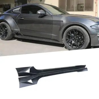 2 Adet Karbon Fiber Araba Yan Etekler Vücut Önlük Dudak Ford Mustang Coupe 2 Kapı 2018-2020 FRP / PP Malzeme Araba Yan Dudaklar