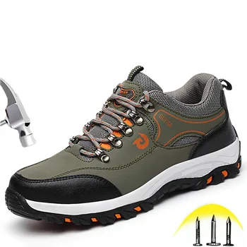 Güvenlik ayakkabıları erkek Çelik Burunlu Yıkılmaz iş ayakkabısı Kayma Dayanıklı Delinme Geçirmez Endüstriyel İnşaat Koruma Ayakkabı