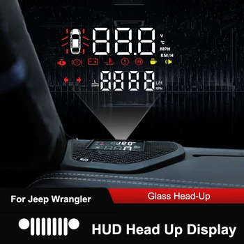 QHCP Araba HUD Head Up Display Çok Fonksiyonlu Aşırı Hız Uyarı Alarmları OBD Tak HD projeksiyon ekranı Gizli Jeep Wrangler İçin JL 18-22