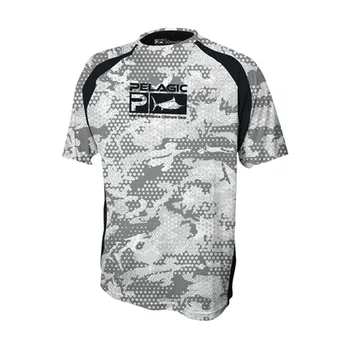 Pelagische Visserij T-shirt Lacivert Kamuflaj UPF50 Mannen Korte Mouw Prestaties Üstleri Açık Spor Giyim Ademende Formaları