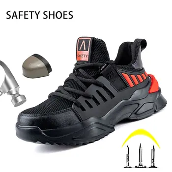 Erkekler İş Sneakers Ultra hafif EVA Yumuşak Alt Erkekler Nefes Anti-smashing Çelik Ayak iş çizmeleri Yıkılmaz İş Güvenliği ayakkabıları