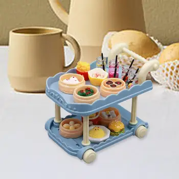 1/12 Dollhouse Yemek Arabası Mobilya Dekor Minyatür Gıda mutfak seti Süsleme Modeli