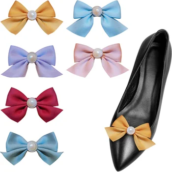 Mini İnci Yay ayakkabı tokaları Kızlar Ayrılabilir Ayakkabı Süsleme Sevimli Parti Festivali Ayakkabı Aksesuarları Bayanlar için Yüksek Topuk 2 Adet