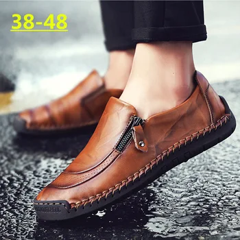 Erkek moda solunabilir deri ayakkabı iş ayakkabı rahat ayakkabılar