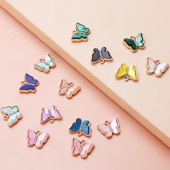 SAUVOO 10 adet Renkli Akrilik Kelebek Charm Takı Yapımı İçin Kolye Kolye Sevimli Küpe DIY El Yapımı Aksesuarlar