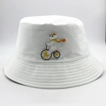 LDSLYJR Karikatür ayı nakış pamuk Kova Şapka Balıkçı Şapka açık seyahat şapka güneşlikli kep Şapka erkekler ve Kadınlar için 363