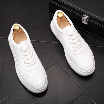 şehır erkek yakışıklı beyaz sarı ayakkabı erkekler ıçin rahat ınek deri ayakkabı platformu sneakers zapatos de hombre mannen schoenen lüks