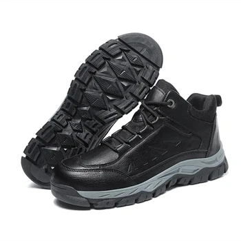 DAFENP Yüksek Top Rahat Kaymaz Erkek pamuklu ayakkabılar Sıcak Tutmak Dantel-Up deri sneakers Erkek Elbise Ayakkabı