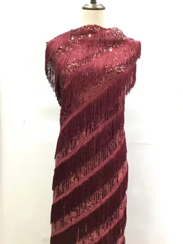 Moda Afrika Örgü Dantel püsküller Kumaş Yüksek Kalite Sequins Fransız Dantel Kumaş 3D Aplike Örgü Dantel Düğün Dikiş İçin 3114