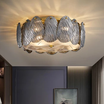 Tavan avize oturma odası için gri / beyaz cam dekoratif led tavan lambaları salon yuvarlak yatak odası yemek odası mutfak ışıkları