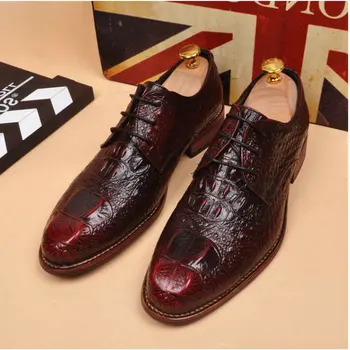 Yüksek Kaliteli Erkek Timsah desen Ayakkabı Moda Erkek Resmi Ayakkabı Sivri erkek resmi ayakkabı Oxfords deri ayakkabı A53-94