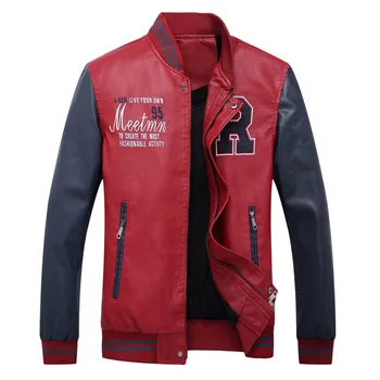 2020 yeni erkek deri ceket Sıcak ve rahat erkek ceket Rahat artı boyutu patchwork ceket