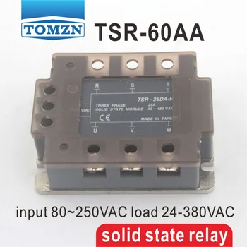 60AA TSR - 60AA Üç fazlı SSR girişi 80~250VAC yük 24-380VAC tek fazlı AC katı hal röle