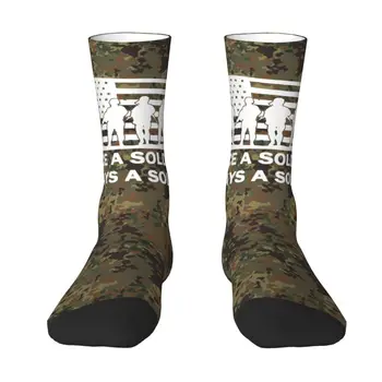 Yenilik erkek Bir Kez Bir Asker Her Zaman Bir Asker Elbise Çorap Unisex Sıcak Rahat 3D Baskı Mürettebat Çorap