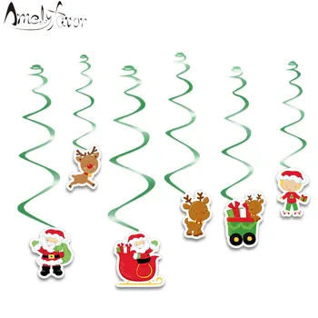 Noel Tema Serisi 4 Tavan Asılı Girdap Dekorasyon Noel Baba Kızak Ren Geyiği Çocuk Noel Partisi Süslemeleri Malzemeleri