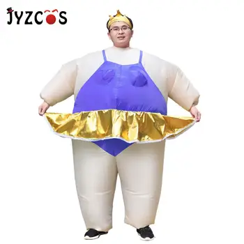 JYZCOS Balerin Kostüm Erkekler Kadınlar için Tiara taç Komik Şişme Kostüm Yetişkinler Airblown Komik Şişme Şişman Takım Elbise Kıyafetler