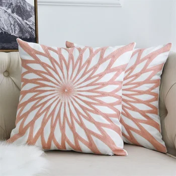 45X45cm lüks pembe nakış atmak yastık örtüsü düz renk iskandinav minder örtüsü romantik ev dekorasyon Yastık kanepe yastığı