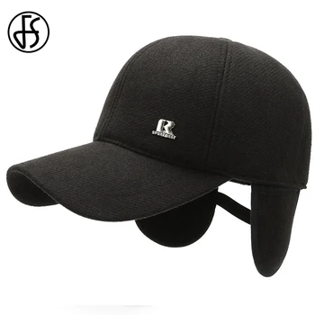 FS 2021 Siyah Kahverengi Keçe Kadın Erkek Kapaklar Kış beyzbol şapkası Kulak Flep İle Artı Kadife Sıcak Kalın şoför şapkası Kemik Masculino