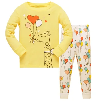 2021 Çocuk Karikatür Pijama Kız Pijama Seti Kızlar Bluz ve Pantolon 2 Parça Pijama Pamuklu giysiler Seti 3y-8y