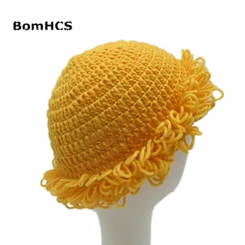 BomHCS Novetly Peruk Bere Kıvırcık Saç 100 % El Yapımı Örme Şapka Cadılar Bayramı Partisi Hediye