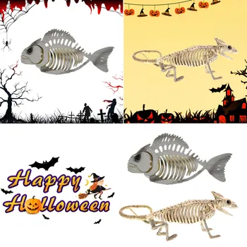 Cadılar bayramı hayvan iskelet dekorasyon balık Simülasyon Plastik İskelet Sahne Mutlu Cadılar Bayramı Partisi Dekor 2021 ev için