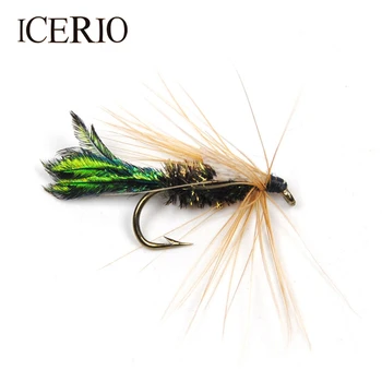 ICERIO 12 ADET Tavuskuşu Herl Zug Böcek Perileri Alabalık Sinek Balıkçılık Lures #10