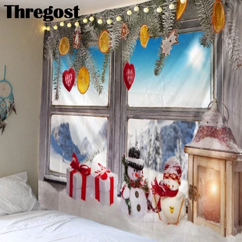 Thregost Duvar Asılı Noel Baskı Yatak Odası Oturma Odası duvar halısı Ev Dekor Polyester Dikdörtgen duvar bezi Halıları