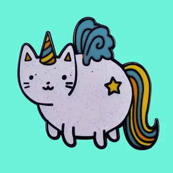 Sevimli Kedi Unicorn Gökkuşağı Karikatür Broş Özgünlük Metal Emaye Rozeti Denim Ceket Sırt Çantası Pin Çocuk moda takı Hediyeler