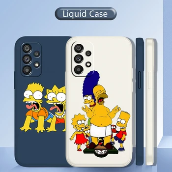 Komik Karikatür Simpsons Kılıf Samsung Galaxy A73 A72 A53 A33 A52 A32 A22 A71 A51 A21S 4G 5G Sıvı Halat Telefon Kapak Coque
