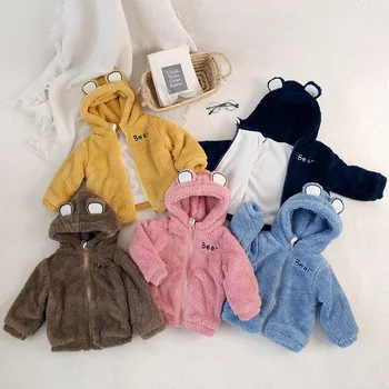Kalın Kış Bebek Erkek Ceketler Bebekler için Kalın Mont Kızlar Sıcak Kapşonlu Kadife Ceketler Çocuk Giyim 1-6Y Yürümeye Başlayan Snowsuit