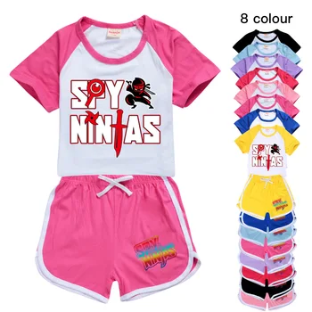 Yeni Yaz Kız Erkek Giyim Seti CASUS NİNJA Çocuklar Spor T Gömlek + Pantolon 2 parça Set Bebek Giyim Rahat Kıyafetler Pijama