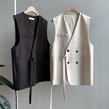 20 Büyük Boy Moda Kadın Kolsuz Blazer resmi takım elbiseler Bahar Kayısı Blazers Yelek Katı Bayan Takım Elbise Güneş Koruma Mont WZ1235