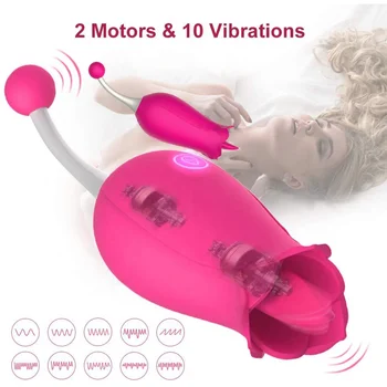 Çift Motorlar Gül Vibratör Silikon Su Geçirmez G-Spot Klitoris Stimülatörü Yetişkin Seks Oyuncakları Kadın İçin vajina masaj aleti Şarj Edilebilir