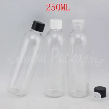 250 ML Şeffaf Yuvarlak Omuz Plastik Şişe, 250CC Losyon / Toner Alt şişeleme, boş Kozmetik Konteyner ( 20 Adet / grup )
