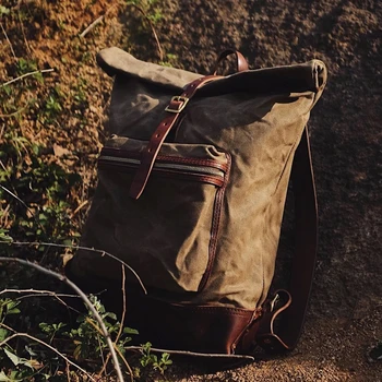 Erkek seyahat sırt çantası Yürüyüş Çantası Sırt Çantaları Katlanır Spor Su Geçirmez Kamp Sırt Çantası Vintage Mumlu keten çantalar Laptop Sırt Çantası