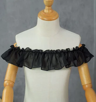 2 Metre 7cm Genişlik Lolita Pilili Dantel Trim Kremsi Beyaz Siyah Kostüm Jartiyer İç Çamaşırı Prenses Elbise Ev Tekstili Dekor El Yapımı