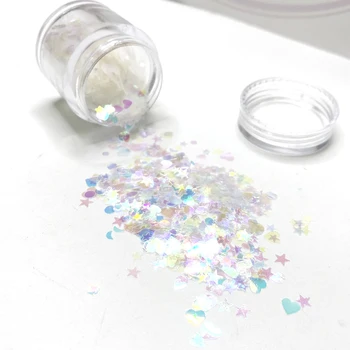 1 kutu Holografik Degrade Tırnak Glitter Pul Yıldız Yuvarlak Kalp şekli Ayna tırnak Pul Ultra İnce Dilim Manikür Dekorasyon