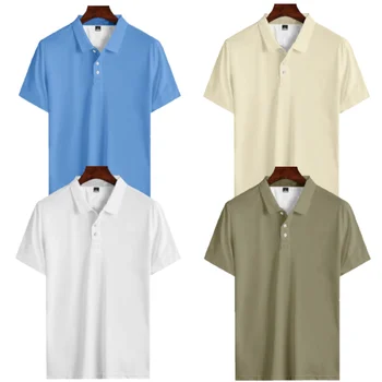 En Kaliteli Yaz Yeni Tasarım Erkek Polo Gömlek 100 % Süt Elyaf Kısa Kollu Polo Homme rahat giyim Erkek Üstleri 2XS-6XL